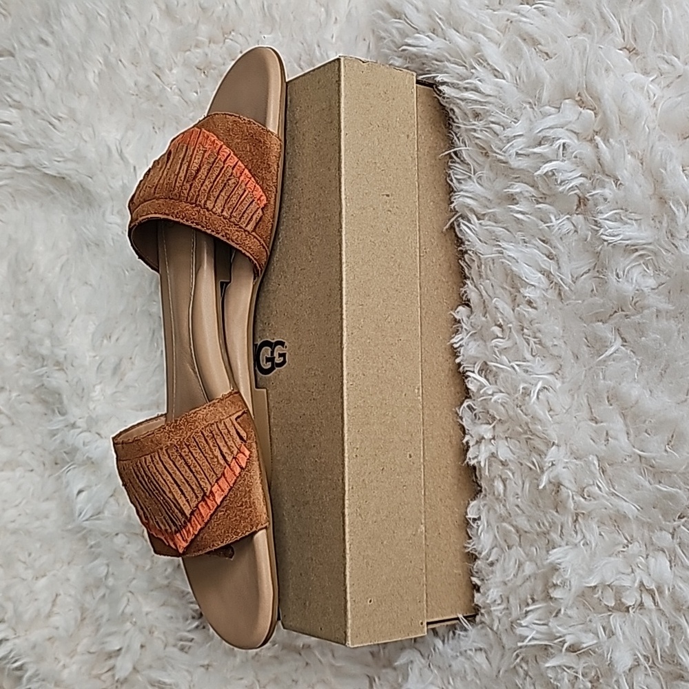 UGG Women's Tan and Brown Fringe Sandals - Picture 5 of 11